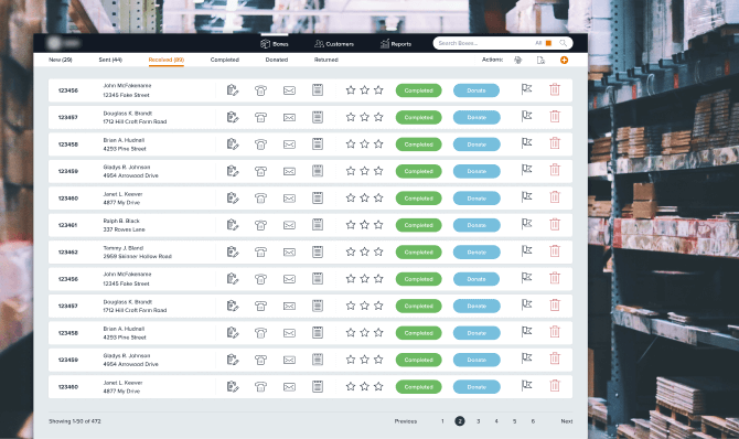 Screenshot of Warehouse Management Portal